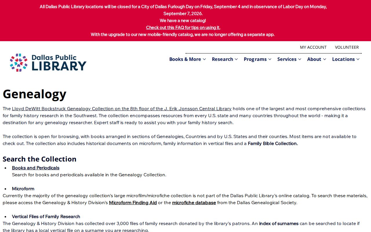 Balch Springs city directory genealogy research through Dallas Public Library