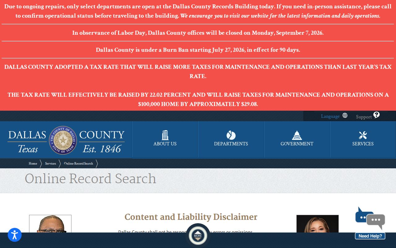 Balch Springs residents directory Dallas County court case search hub