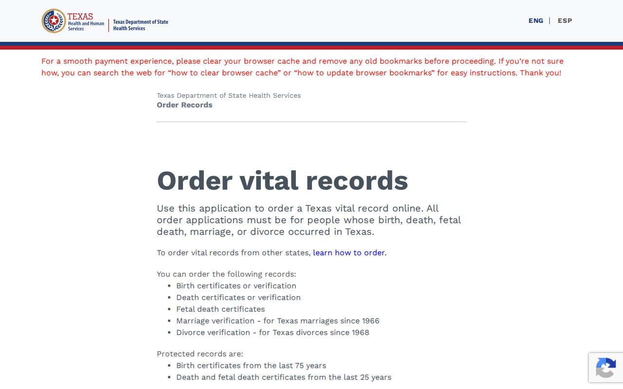 Balch Springs residents directory Texas vital records order portal