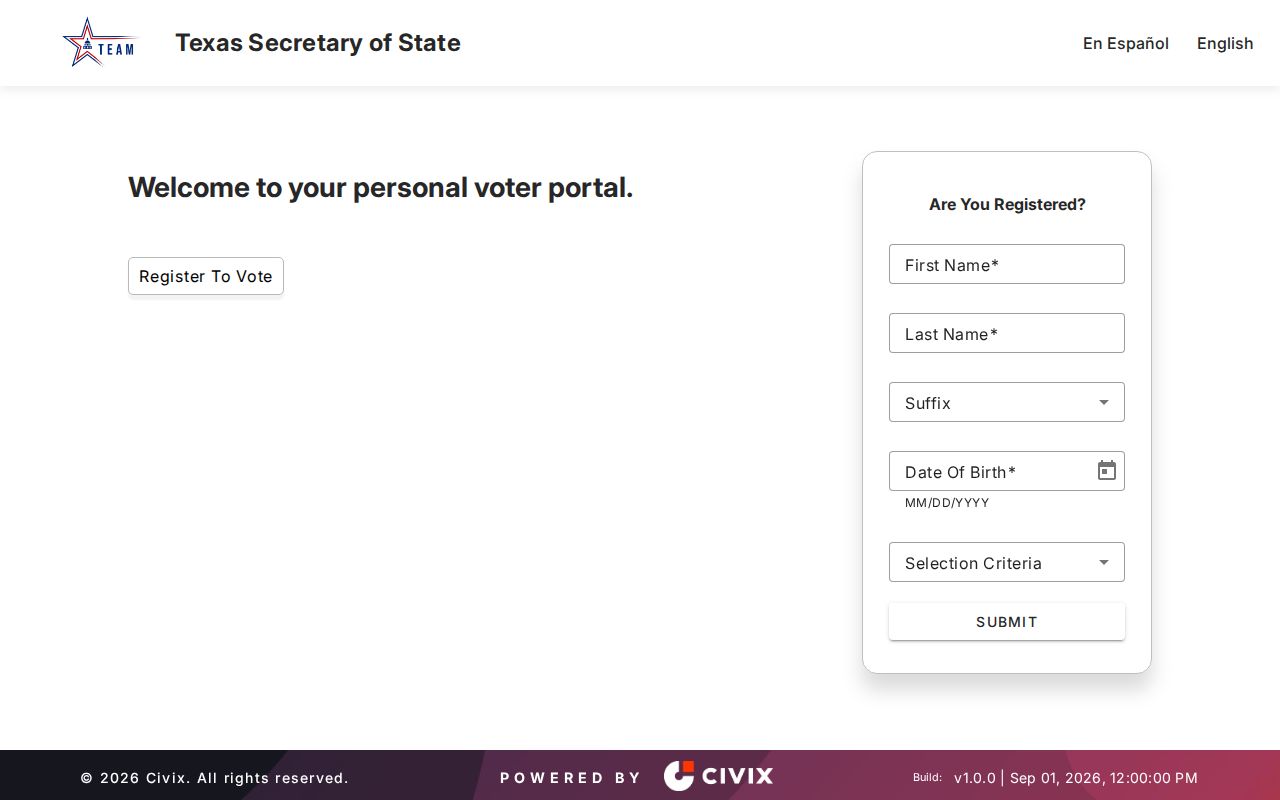 Balch Springs residents directory Texas voter lookup form